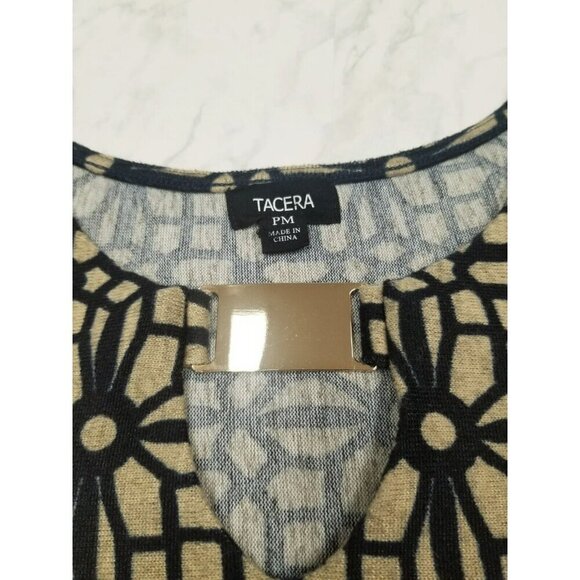 Tacera Womens Geometric Print Dress Keyhole Accent P/M Petite Workwear Office - Picture 3 of 11